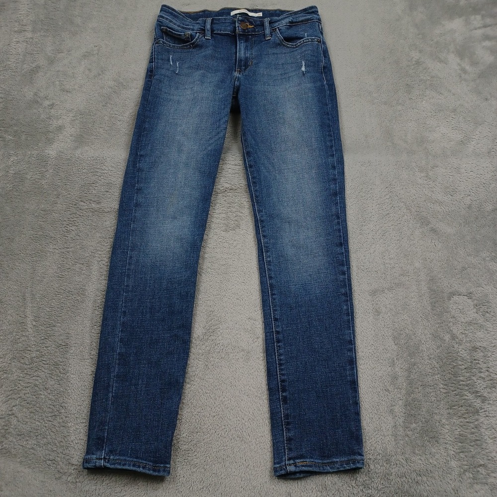 Levis 711 Jeans Womens 26 Blue Denim Skinny Modern Casual Pockets Distressed
